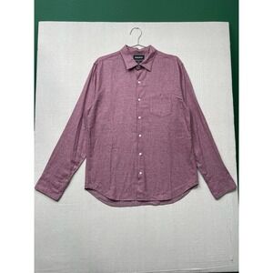 BONOBOS Stretch Jersey Everyday Shirt Button Down Heather Burgundy Size XL